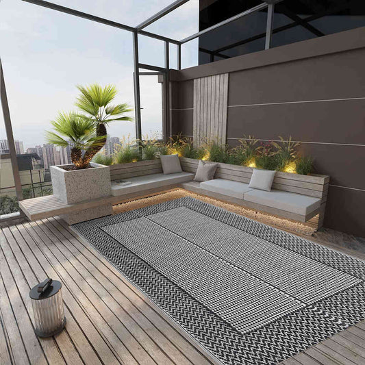 Outdoor Carpet ARAKIL Grey PP 160 x 230 cm Black and grey