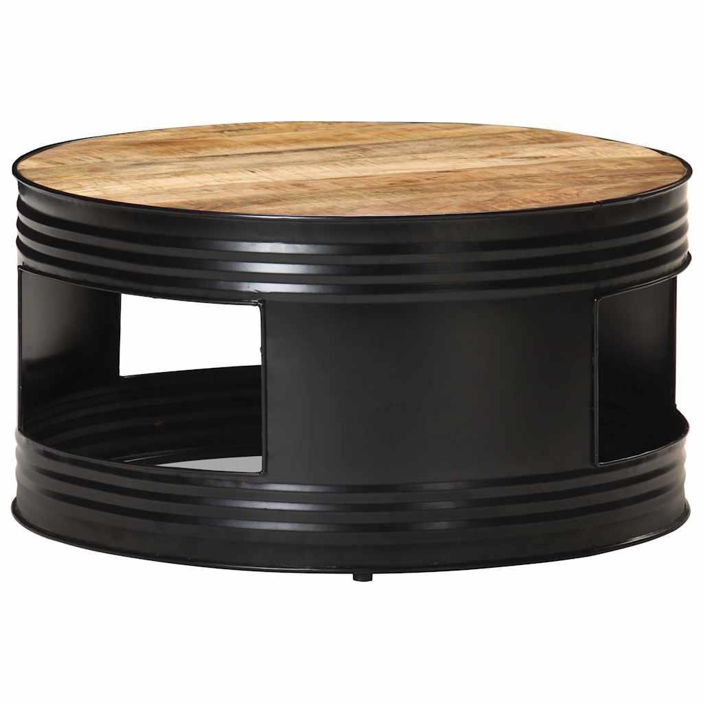 321931 vidaXL Coffee Table Black 68x68x36 cm Solid Rough Mango Wood 1