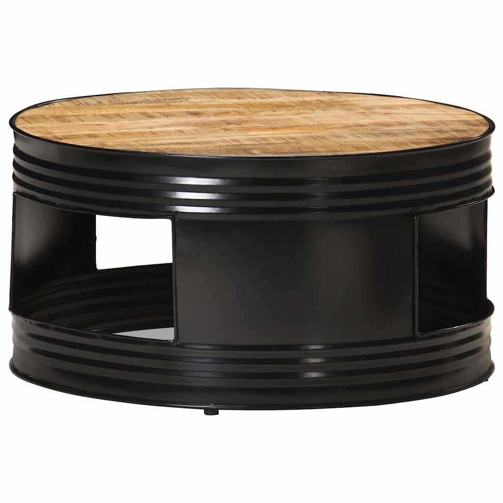 321931 vidaXL Coffee Table Black 68x68x36 cm Solid Rough Mango Wood 2