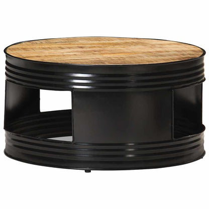 321931 vidaXL Coffee Table Black 68x68x36 cm Solid Rough Mango Wood 2