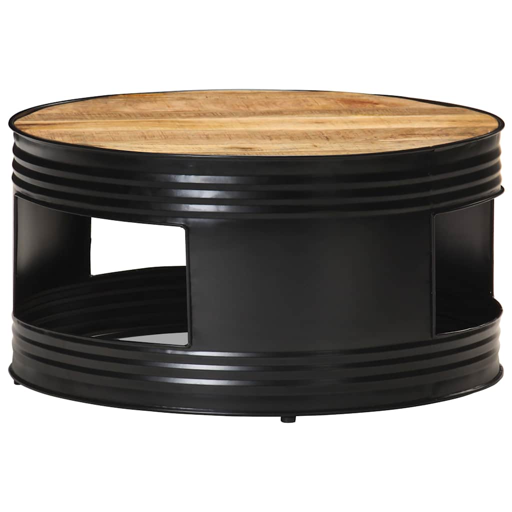 321931 vidaXL Coffee Table Black 68x68x36 cm Solid Rough Mango Wood 3