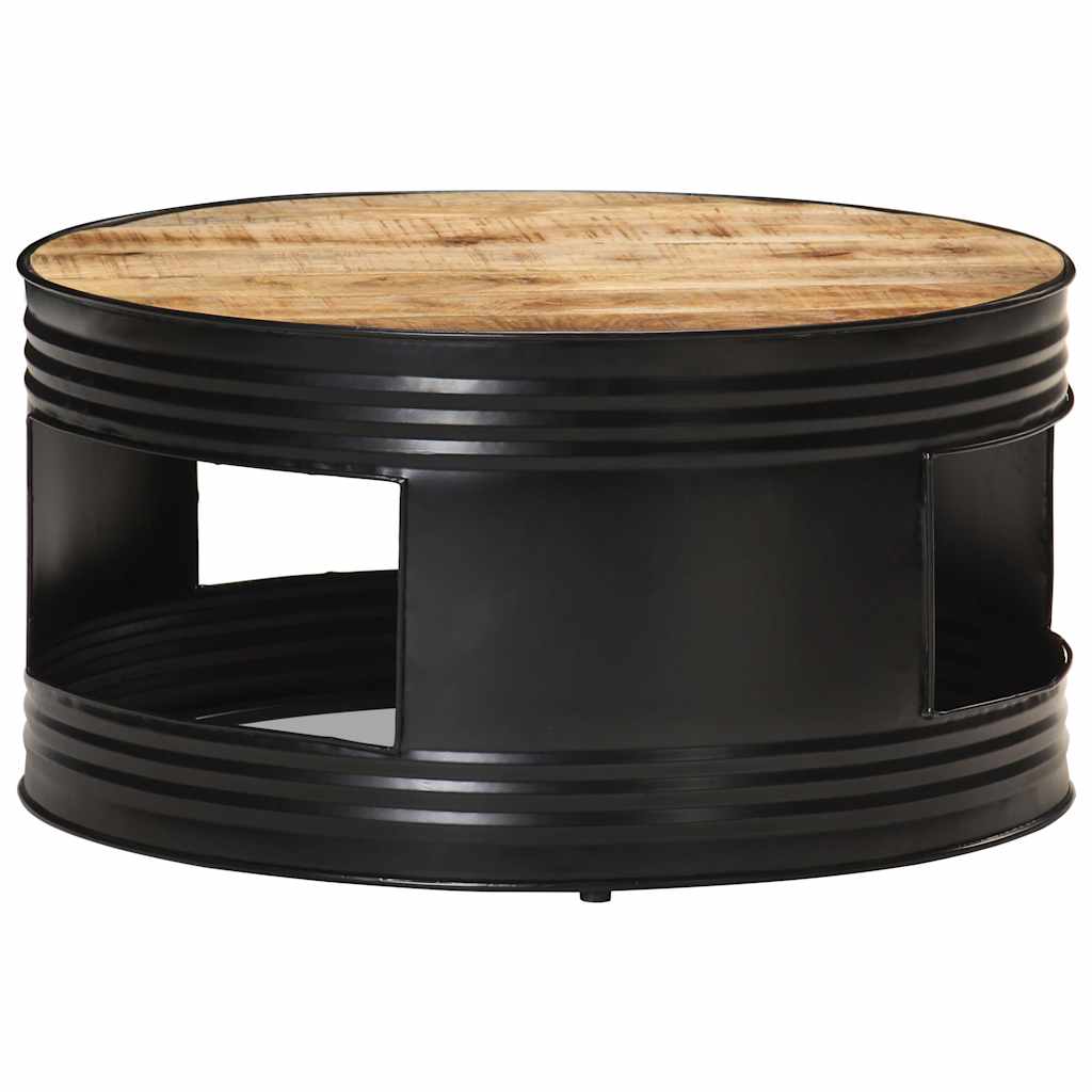 321931 vidaXL Coffee Table Black 68x68x36 cm Solid Rough Mango Wood 4