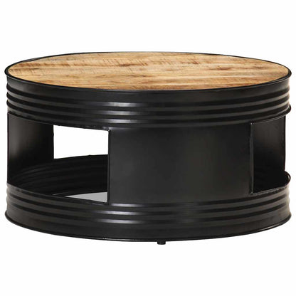 321931 vidaXL Coffee Table Black 68x68x36 cm Solid Rough Mango Wood 4