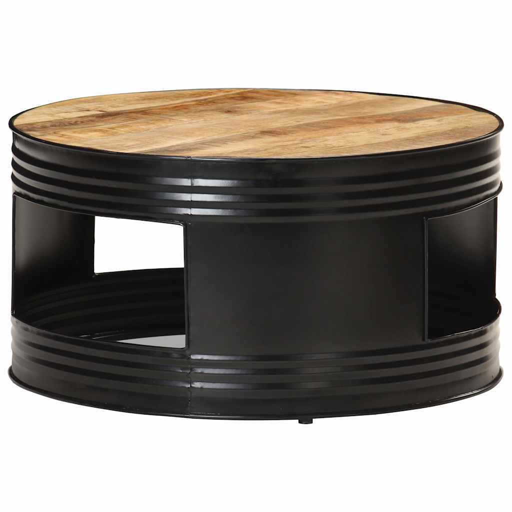 321931 vidaXL Coffee Table Black 68x68x36 cm Solid Rough Mango Wood 5