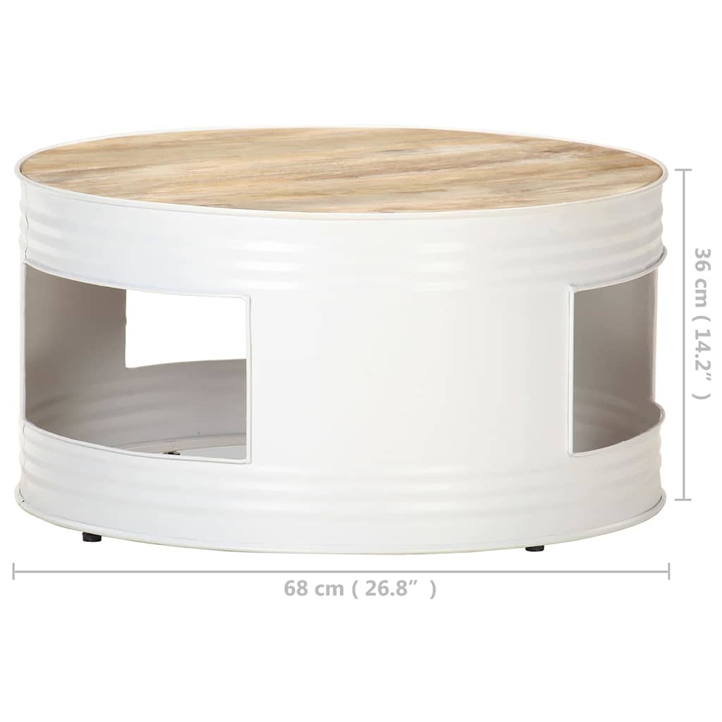vidaXL Coffee Table | White | Mango Wood, Powder-Coated Iron | Medium | Durable 6