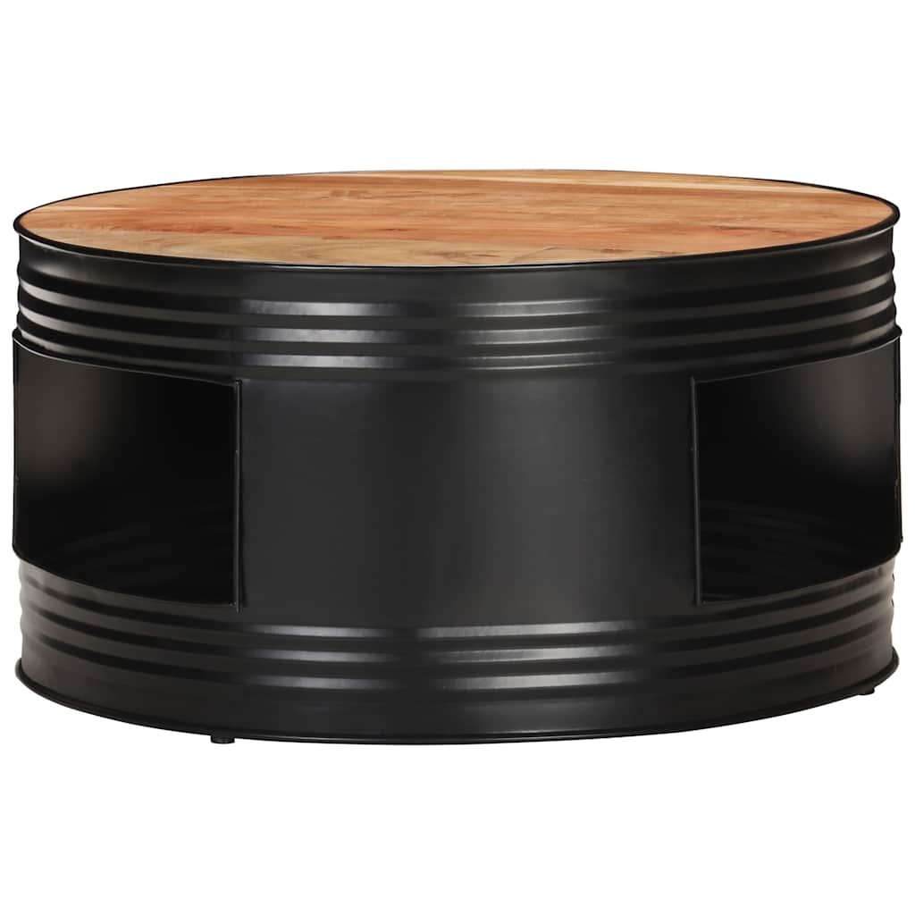 vidaXL Coffee Table Black 68x68x36 cm Solid Acacia Wood 2