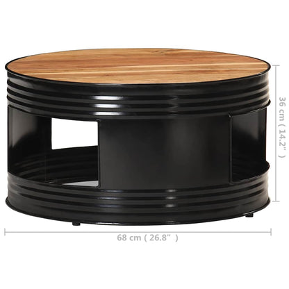 vidaXL Coffee Table Black 68x68x36 cm Solid Acacia Wood 6