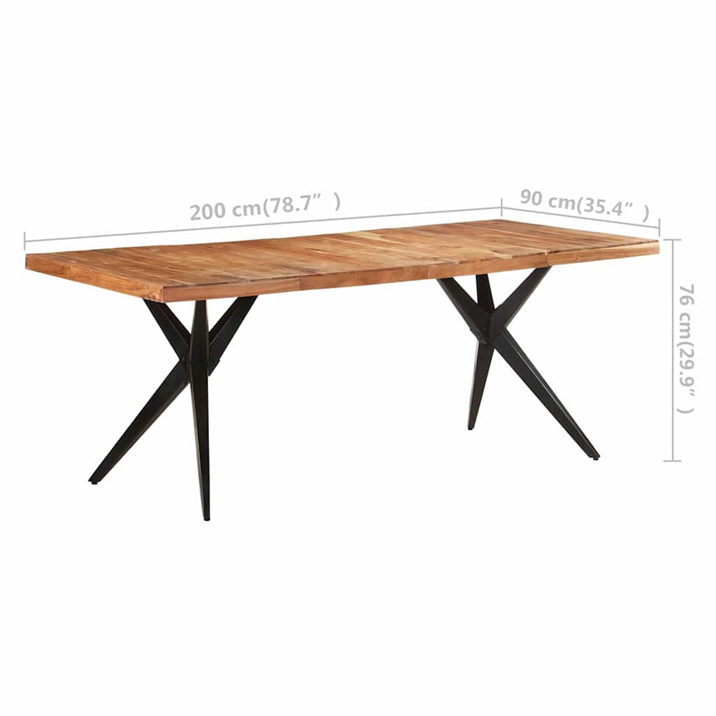 323571 vidaXL Dining Table 200x90x76 cm Solid Acacia Wood 6