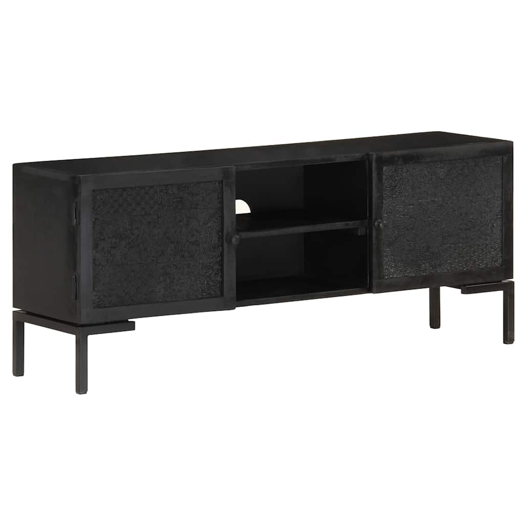 vidaXL TV Cabinet | Black | Solid mango wood, powder-coated steel | 115 cm 1