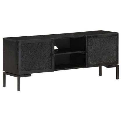 vidaXL TV Cabinet | Black | Solid mango wood, powder-coated steel | 115 cm 1