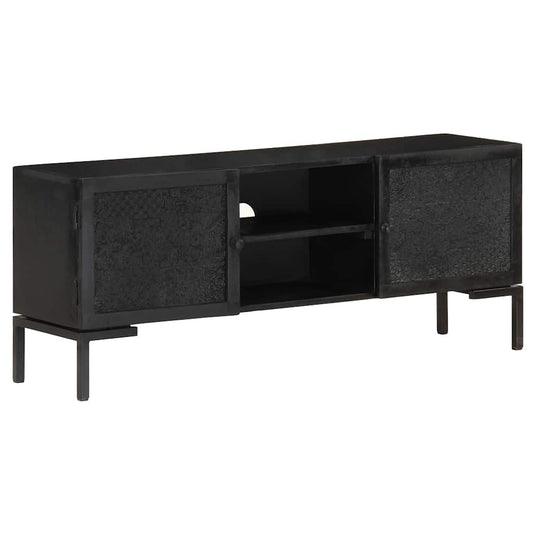 vidaXL TV Cabinet | Black | Solid mango wood, powder-coated steel | 115 cm 1
