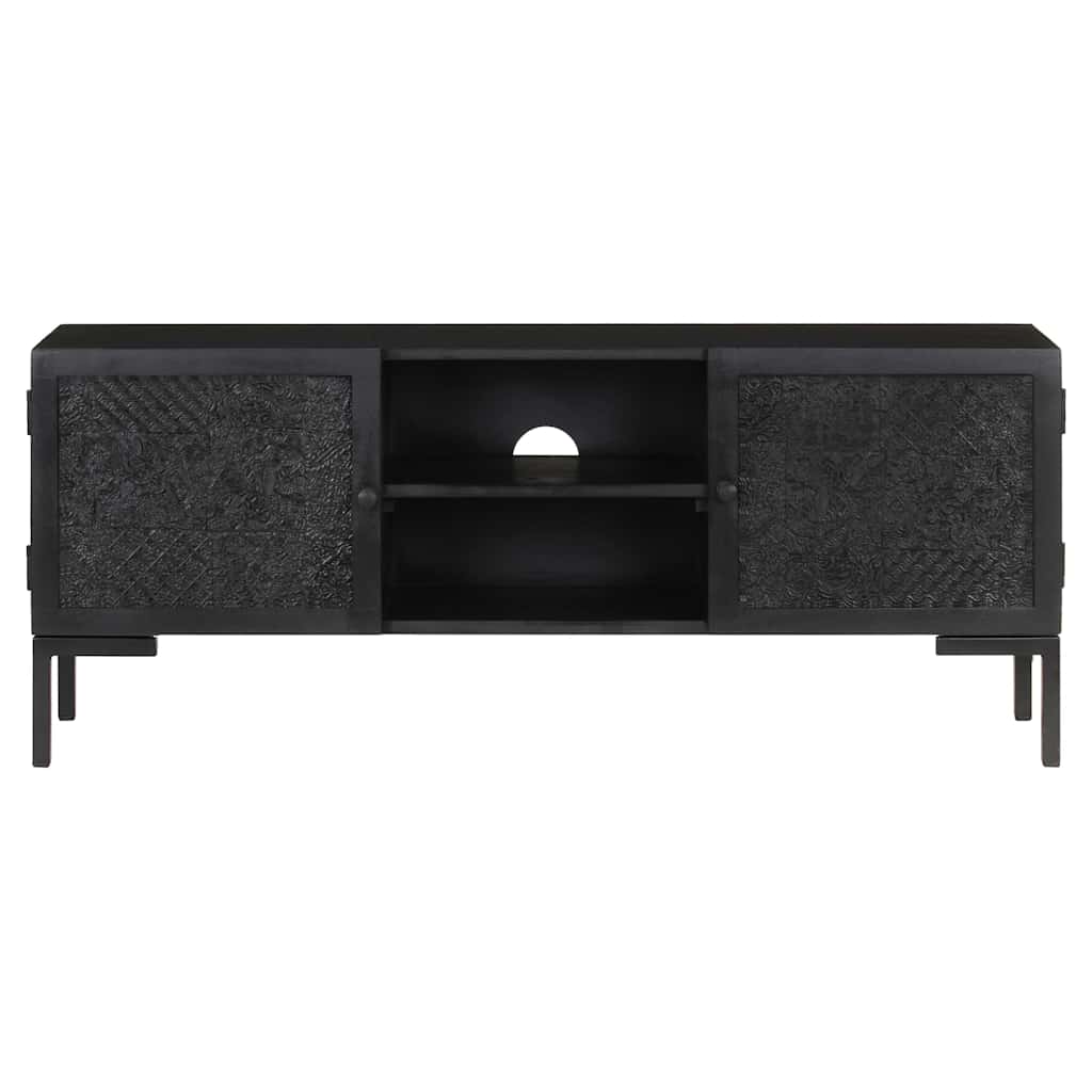 vidaXL TV Cabinet | Black | Solid mango wood, powder-coated steel | 115 cm 2
