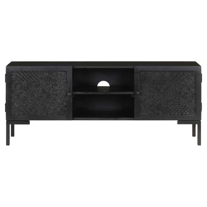 vidaXL TV Cabinet | Black | Solid mango wood, powder-coated steel | 115 cm 2