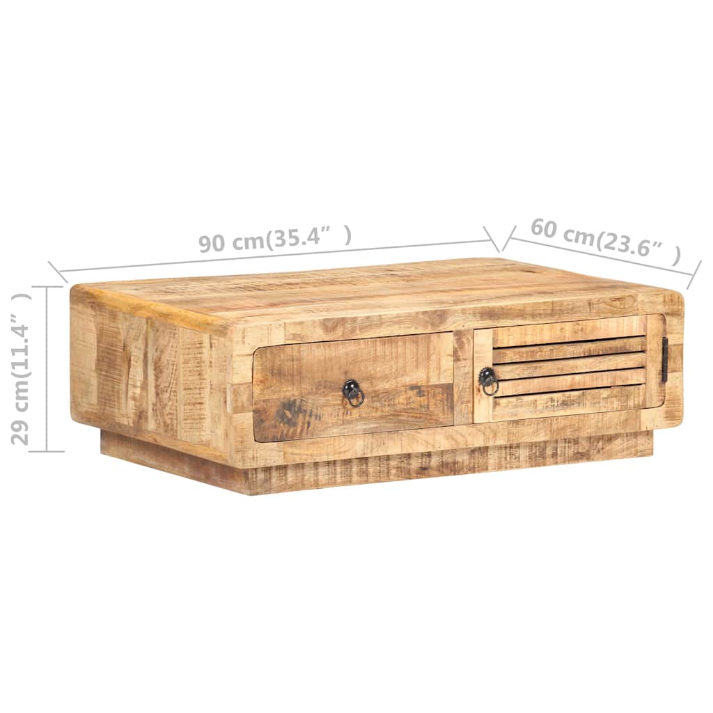 320458 vidaXL Coffee Table 90x60x29 cm Rough Mango Wood 4