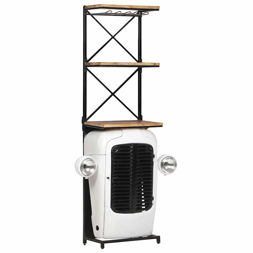 320487 vidaXL Tractor Wine Cabinet White 49x31x172 cm Rough Mango Wood 1