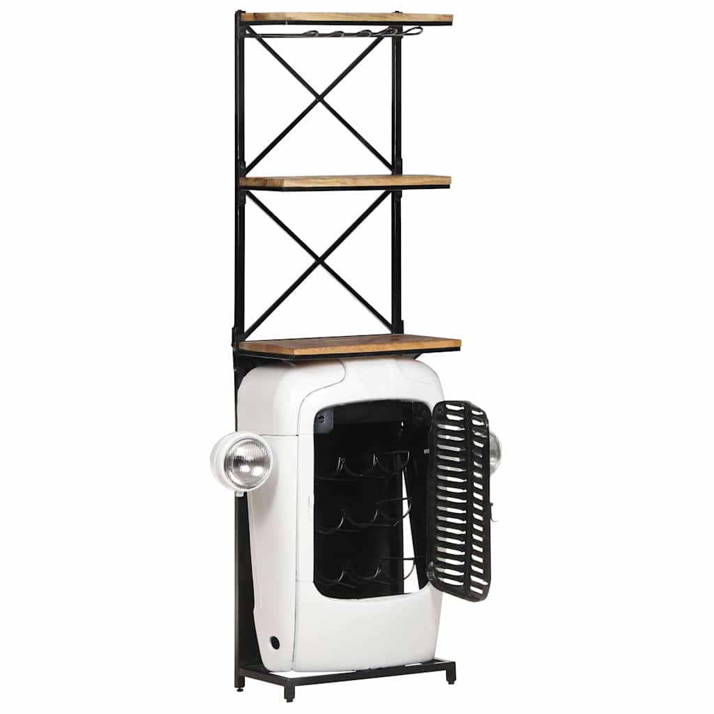 320487 vidaXL Tractor Wine Cabinet White 49x31x172 cm Rough Mango Wood 2