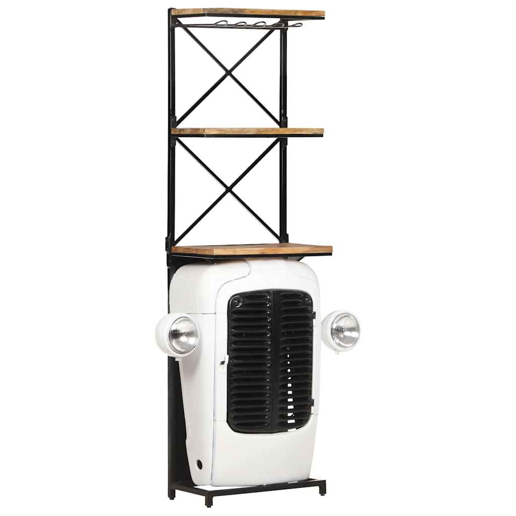 320487 vidaXL Tractor Wine Cabinet White 49x31x172 cm Rough Mango Wood 6