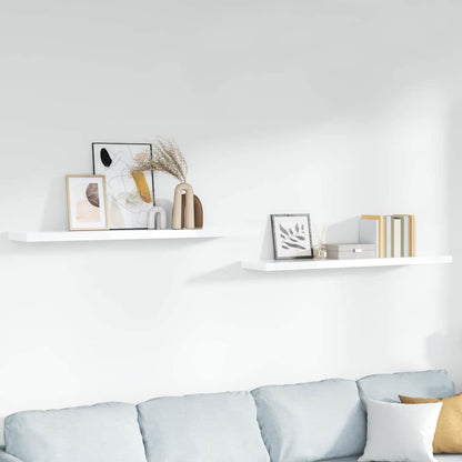 Floating Wall Shelves 120x23.5x3.8 cm MDF 2 pcs High gloss white