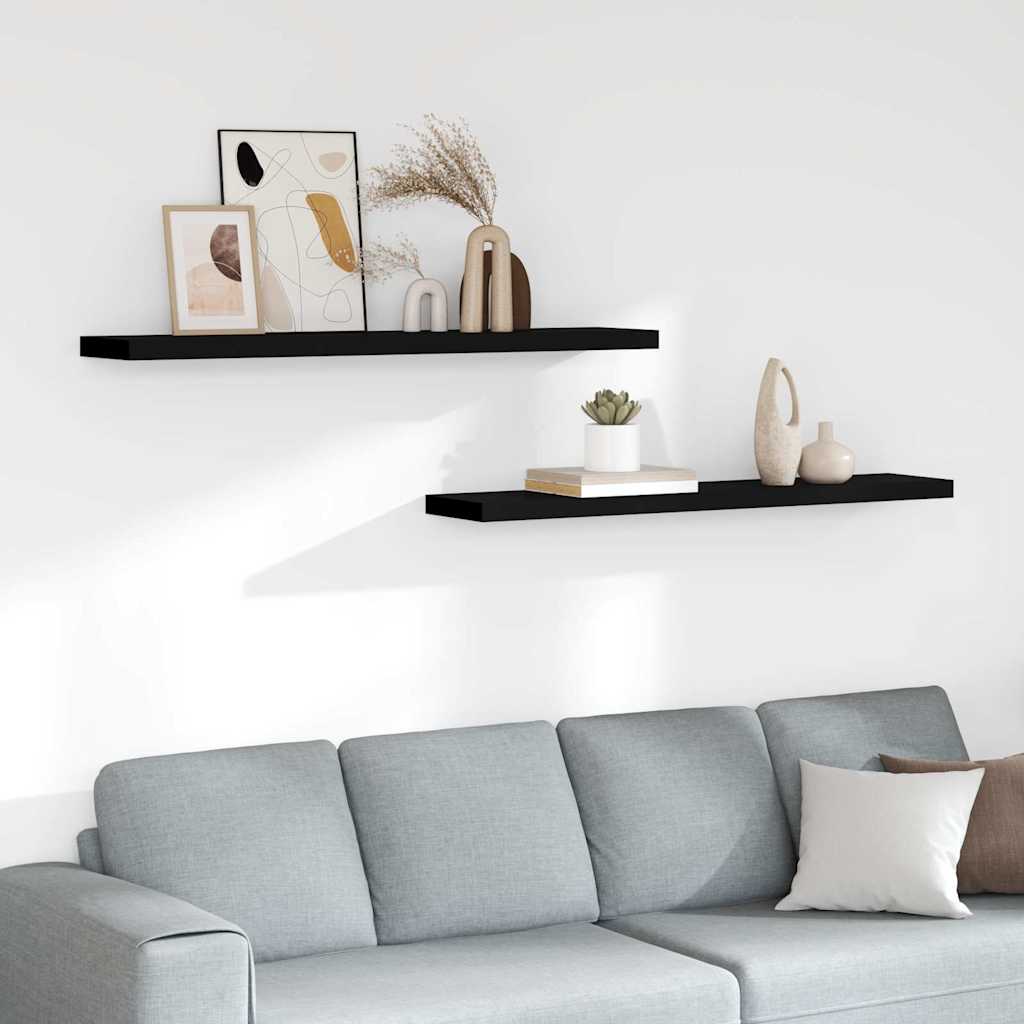 Floating Wall Shelves 120x23.5x3.8 cm MDF 2 pcs Black
