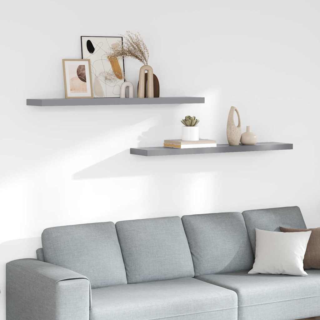 Floating Wall Shelves 120x23.5x3.8 cm MDF 2 pcs Grey