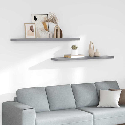 Floating Wall Shelves 120x23.5x3.8 cm MDF 2 pcs Grey