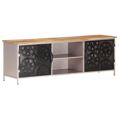 vidaXL TV Cabinet | Rough Mango Wood with Iron Accents 1
