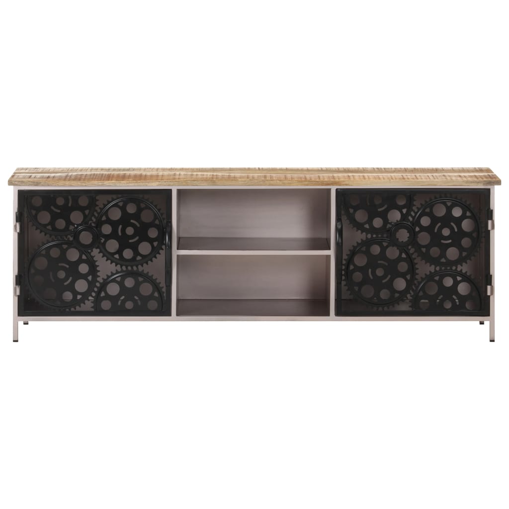 vidaXL TV Cabinet | Rough Mango Wood with Iron Accents 2