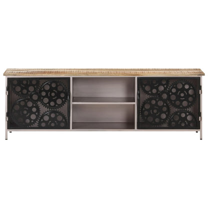 vidaXL TV Cabinet | Rough Mango Wood with Iron Accents 2
