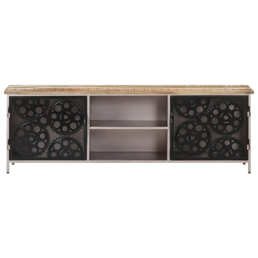 vidaXL TV Cabinet | Rough Mango Wood with Iron Accents 2