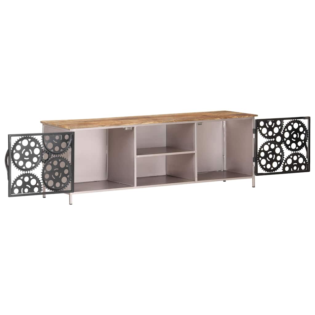 vidaXL TV Cabinet | Rough Mango Wood with Iron Accents 3