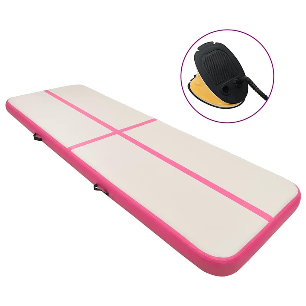 vidaXL Inflatable Gymnastics Mat with Pump 500x100x15 cm PVC Pink 1