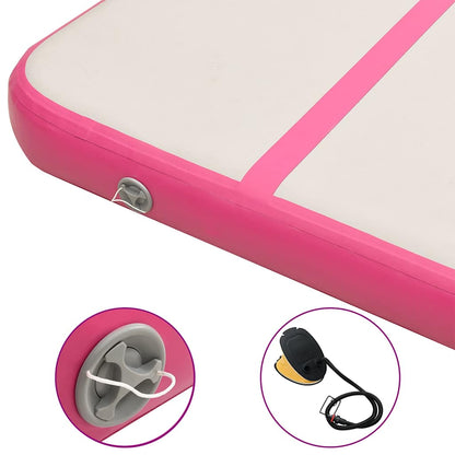 vidaXL Inflatable Gymnastics Mat with Pump 500x100x15 cm PVC Pink 6