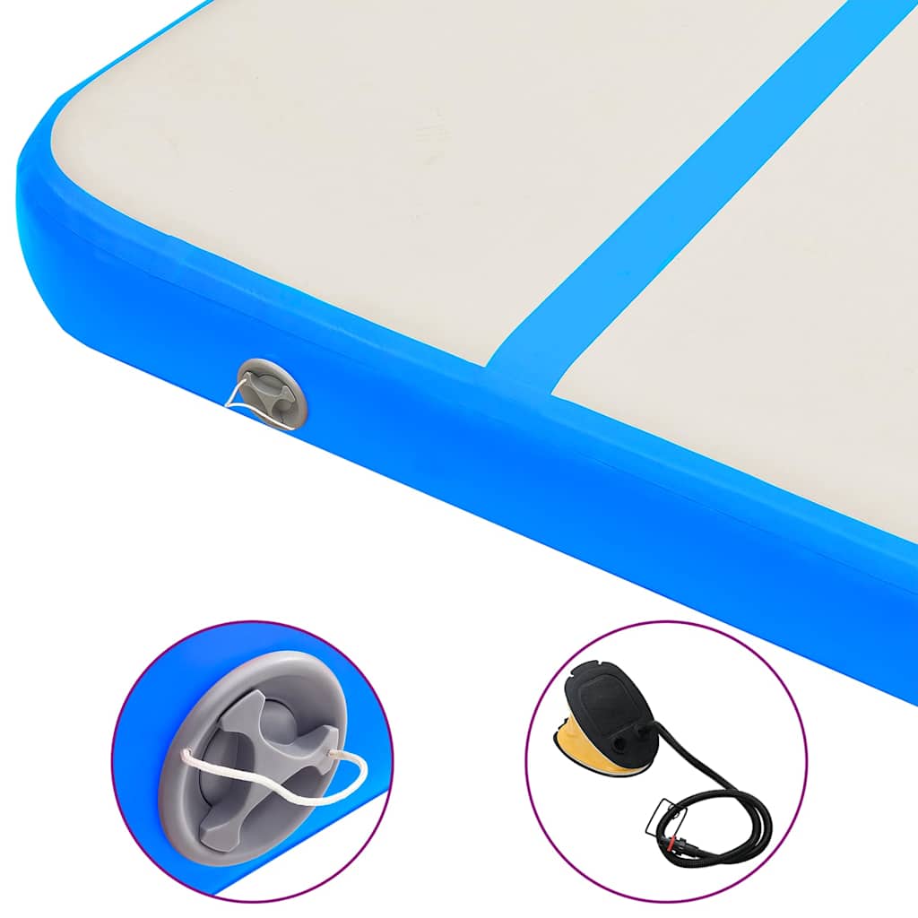 vidaXL Inflatable Gymnastics Mat with Pump 500x100x15 cm PVC Blue 6