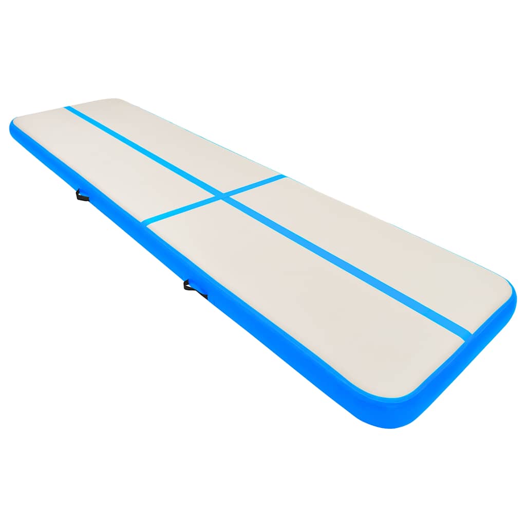 vidaXL Inflatable Gymnastics Mat with Pump 600x100x15 cm PVC Blue 2
