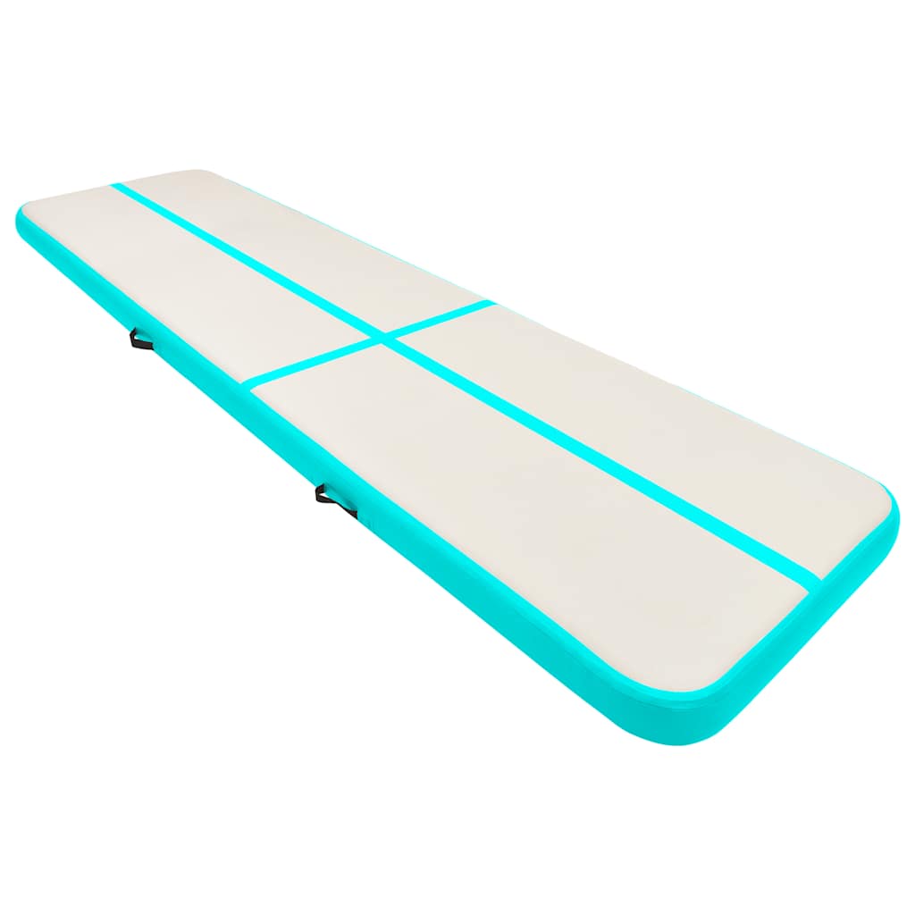 vidaXL Inflatable Gymnastics Mat with Pump 600x100x15 cm PVC Green 2