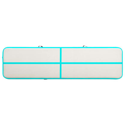 vidaXL Inflatable Gymnastics Mat with Pump 600x100x15 cm PVC Green 4