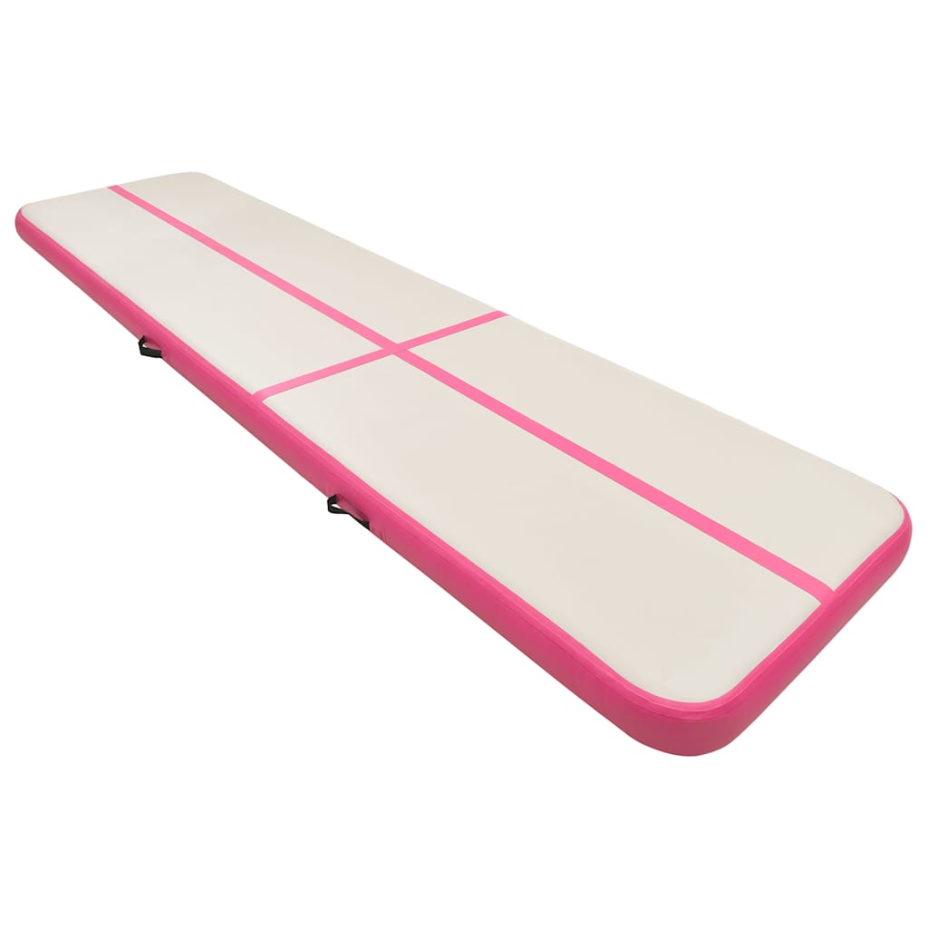 vidaXL Inflatable Gymnastics Mat with Pump 700x100x15 cm PVC Pink 2