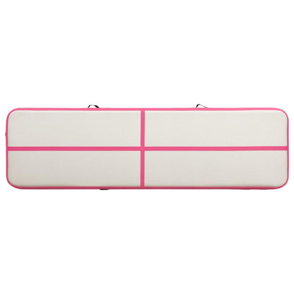 vidaXL Inflatable Gymnastics Mat with Pump 700x100x15 cm PVC Pink 4