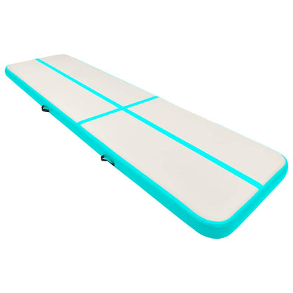 vidaXL Inflatable Gymnastics Mat with Pump 700x100x15 cm PVC Green 2