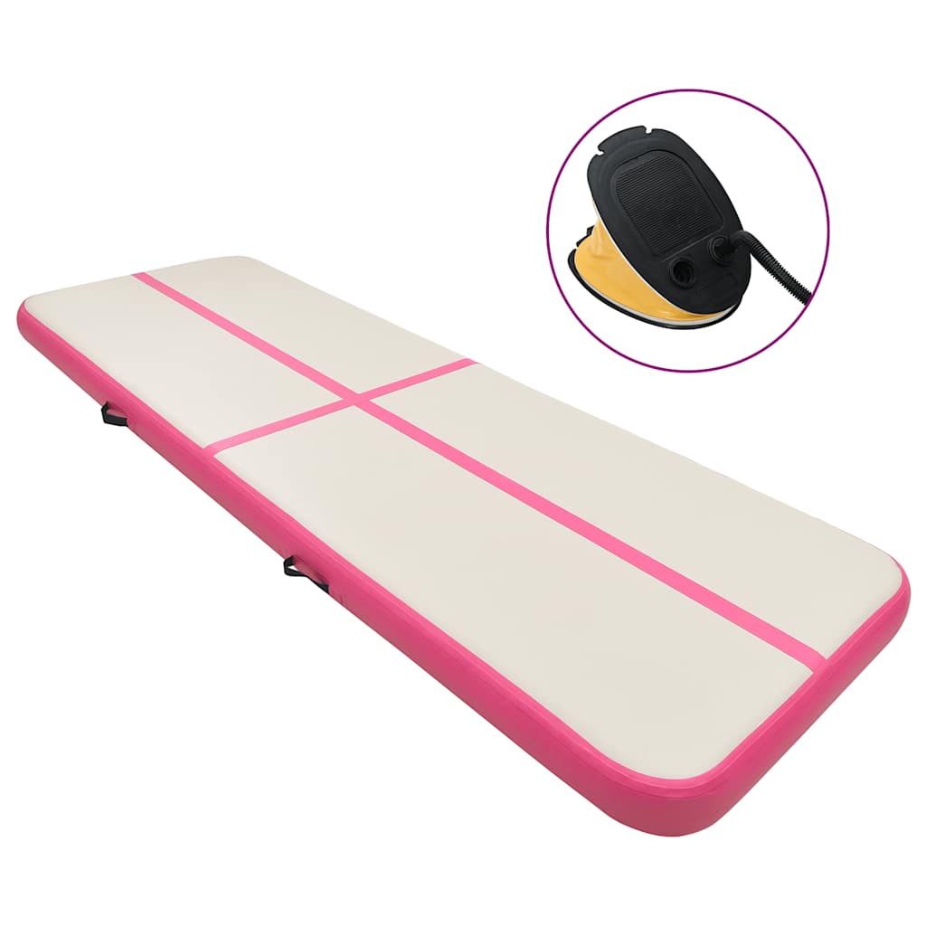 vidaXL Inflatable Gymnastics Mat with Pump 500x100x20 cm PVC Pink 1