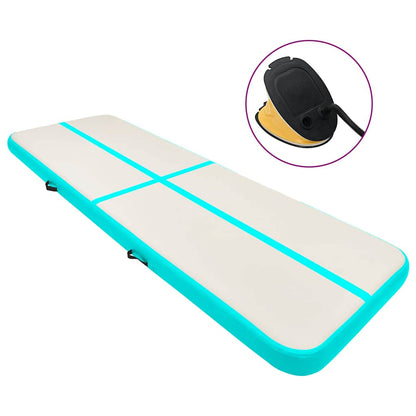vidaXL Inflatable Gymnastics Mat with Pump 500x100x20 cm PVC Green 1