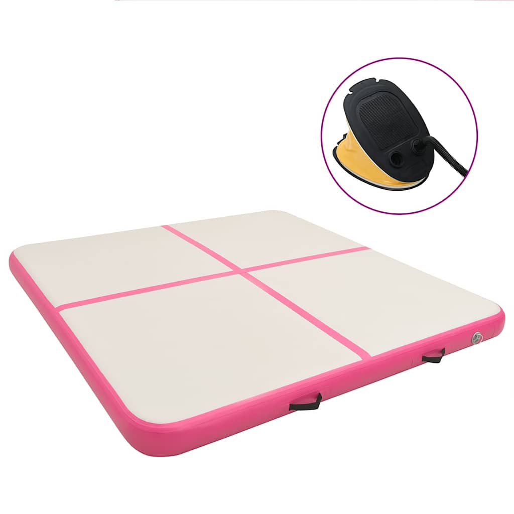 vidaXL Inflatable Gymnastics Mat with Pump 200x200x10 cm PVC Pink 1