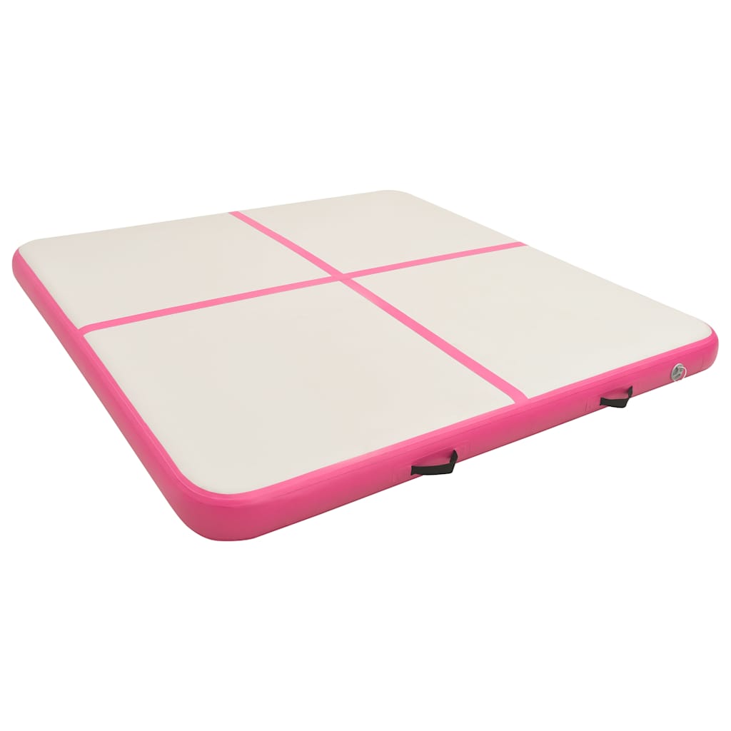 vidaXL Inflatable Gymnastics Mat with Pump 200x200x10 cm PVC Pink 2