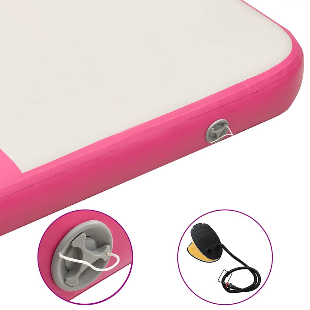 vidaXL Inflatable Gymnastics Mat with Pump 200x200x10 cm PVC Pink 6