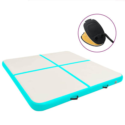 vidaXL Inflatable Gymnastics Mat with Pump 200x200x10 cm PVC Green 1