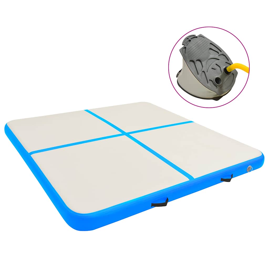 vidaXL Inflatable Gymnastics Mat with Pump 200x200x20 cm PVC Blue 1