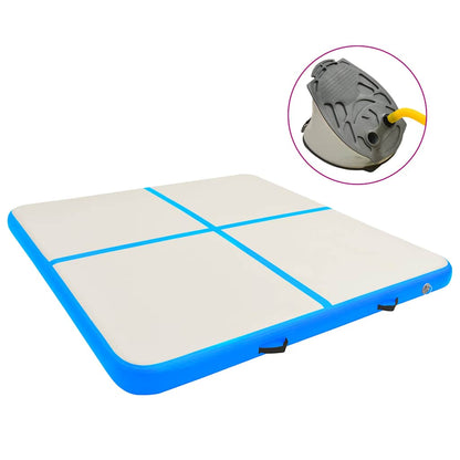 vidaXL Inflatable Gymnastics Mat with Pump 200x200x20 cm PVC Blue 1