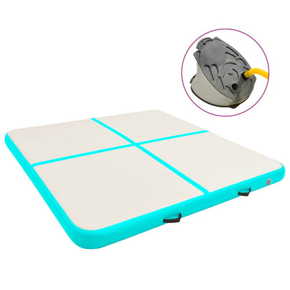 vidaXL Inflatable Gymnastics Mat with Pump 200x200x20 cm PVC Green 1