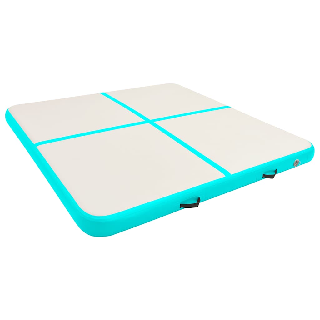 vidaXL Inflatable Gymnastics Mat with Pump 200x200x20 cm PVC Green 2