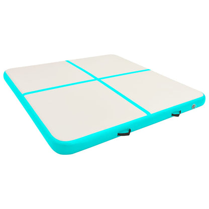 vidaXL Inflatable Gymnastics Mat with Pump 200x200x20 cm PVC Green 2